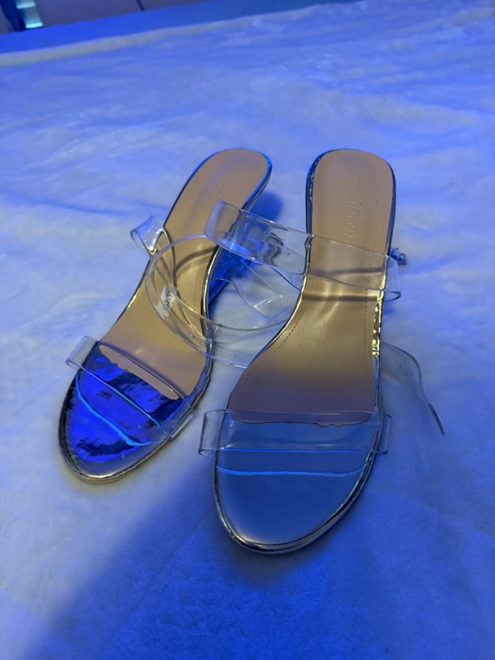 Clear Strappy Women's Slide Sandals - Transparent